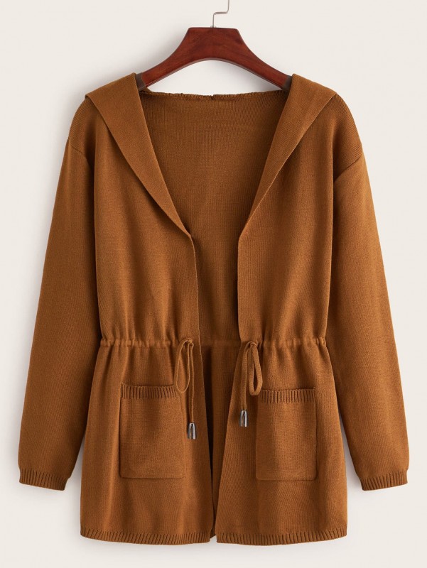 كارديغان بغطاء للرأس بجيوب مزدوجة ورباط على الخصر |شي ان