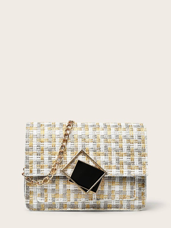 حقيبة يد ملونة بسلسلة وديكور هندسي | شي ان