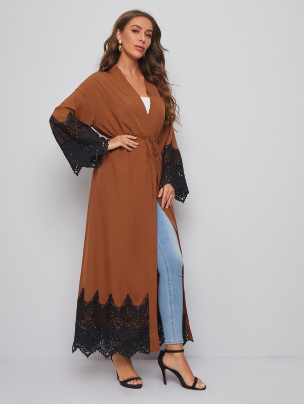 عبايات مشدودة متباينه مع حاجز اللون كاجوال | SHEIN