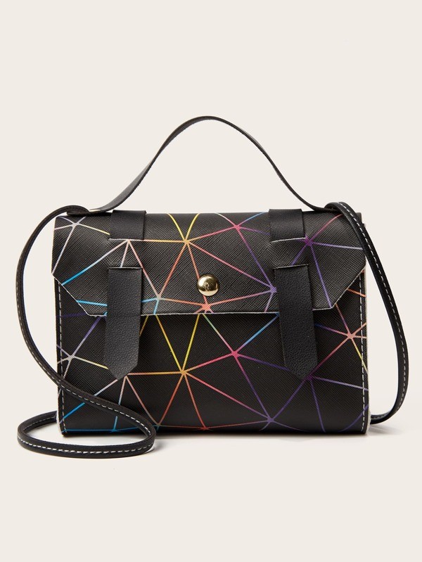 حقيبة يد بجرافيك هندسي وألوان متعددة | شي ان