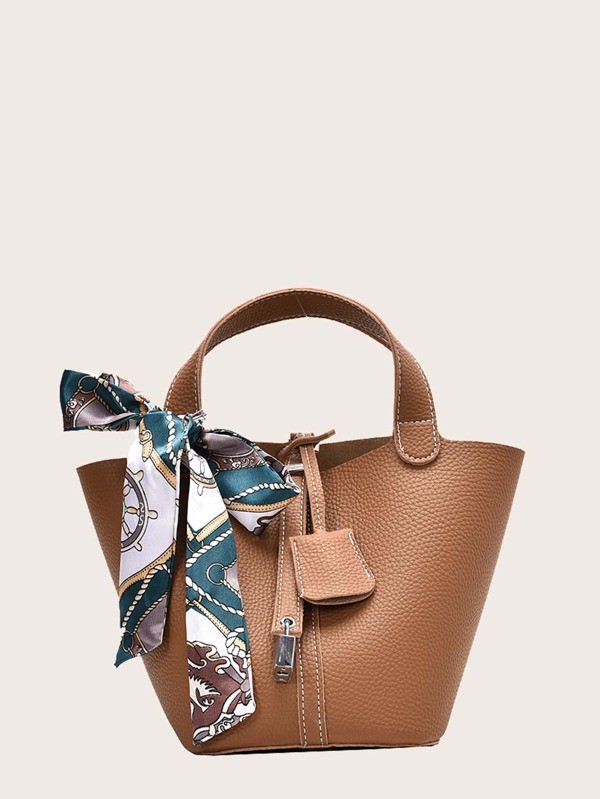 حقيبة يد مزخرفة بوشاح طويل مع محفظة داخلية | شي ان