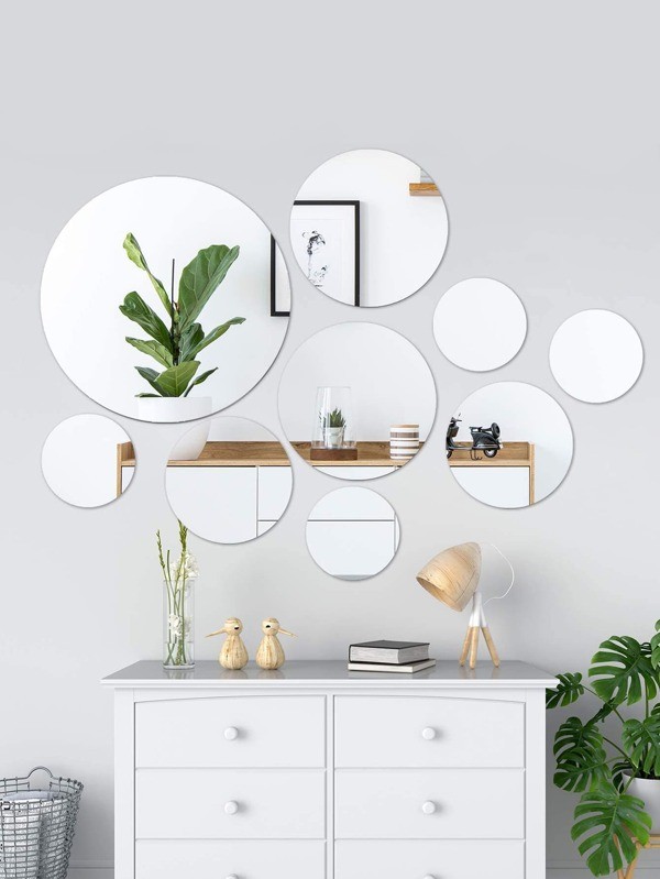 طقم ملصق حائط  شكل مرأة دائري | شي ان