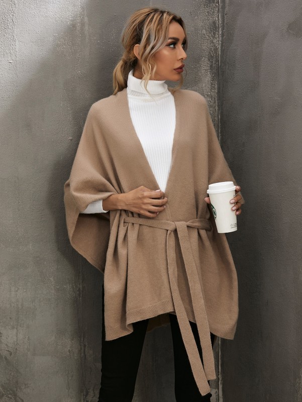 معطف مطوي بحزام وبلون موحد  | شي ان