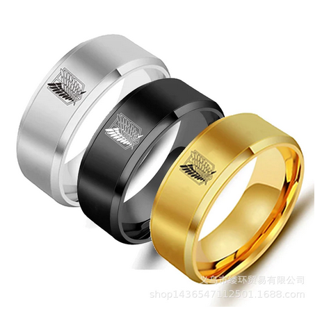 خاتم الاجنحة Attack On Titan مصنوع من الاستيل - 5 الوان متعددة