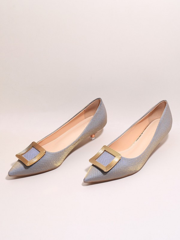 حذاء بكعب صغير مزخرف معدني | شي ان