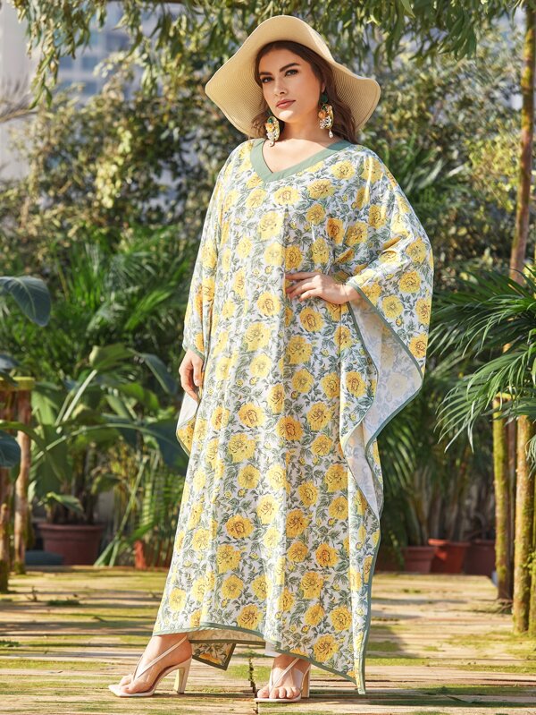 قفطان مورد مقاس كبير بألوان مختلفة | شي ان