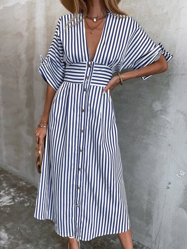 فستان مخطط بألوان مختلفة | شي ان