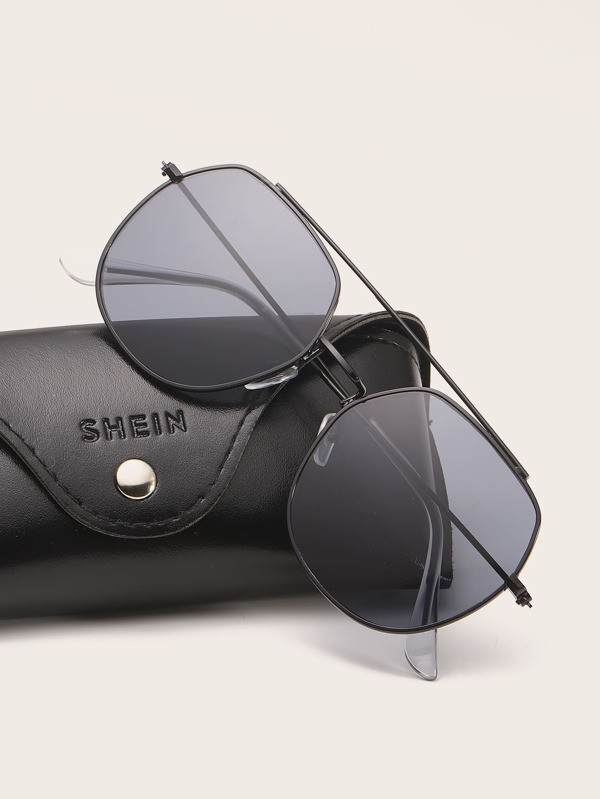 نظارات شمسية رجالية بإطار معدني وبشريط علوي | شي ان