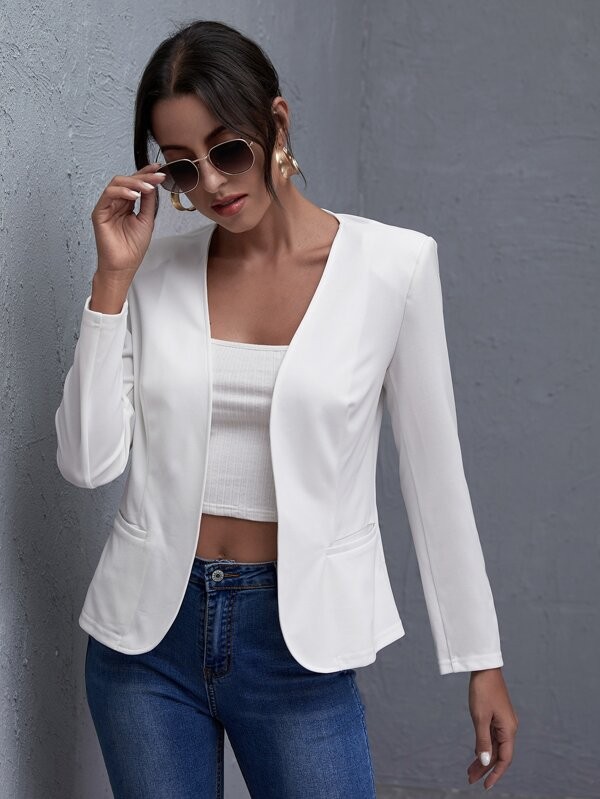 جاكيت بليزر سادة مفتوح من الأمام | شي ان