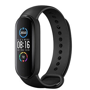 سوار لياقة بدنية ذكي مراقب معدل ضربات القلب ، سوار معصم رياضي مقاوم للماء ، 5.0 AMOLED ، أسود ، Mi band 5 ، أسود