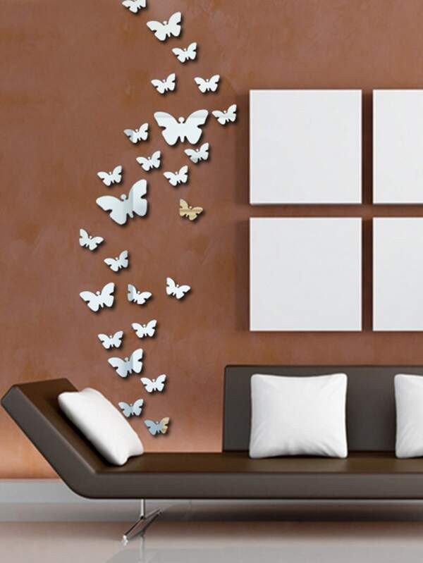 ملصق حائط  مرآة على شكل فراشة 25 قطعة | شي ان