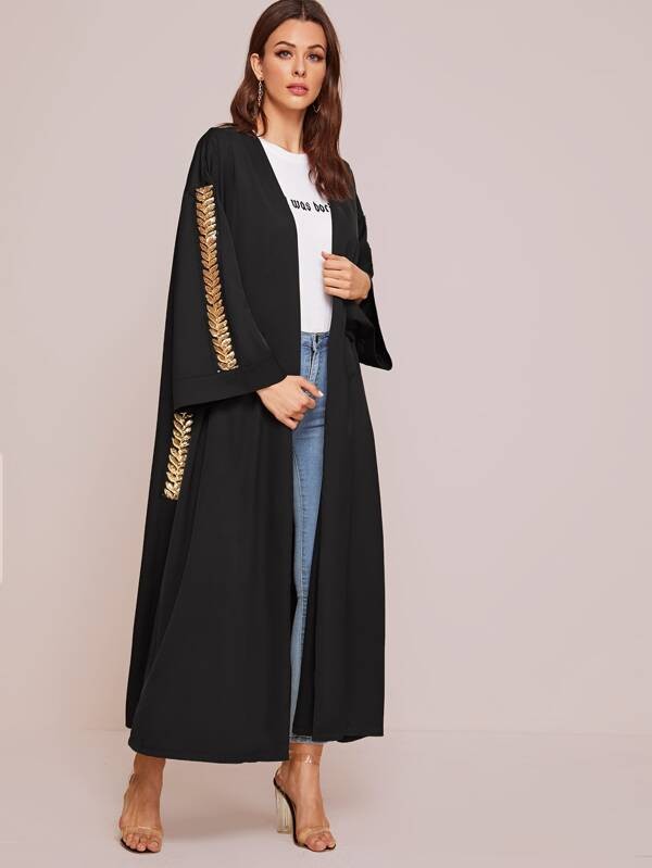 عباية ماكسي بحزام وبلوحة ترتر | شي ان