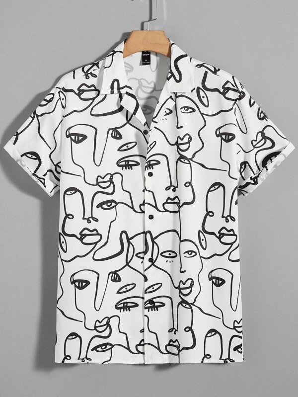 قميص رجالي بطباعة جرافيك | شي ان