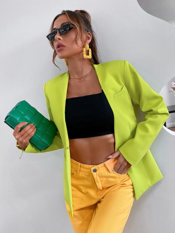 جاكيت بليزر سادة مفتوح من الأمام | شي ان