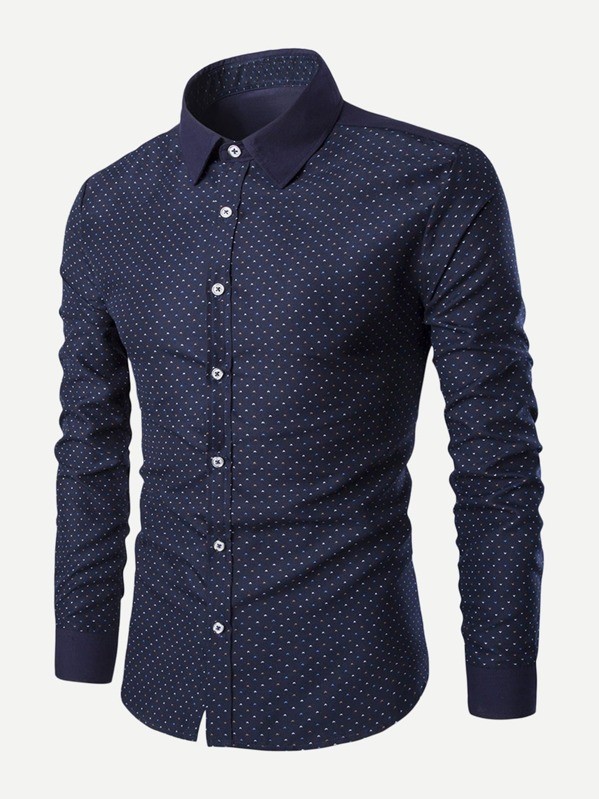 قميص رجالي منقط بأكمام طويلة | شي ان