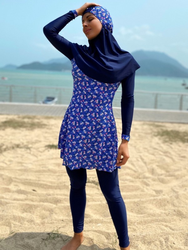 3 قطع بيكيني سباحة بأكمام طويلة وطبعة زهور مزركشة | شي ان