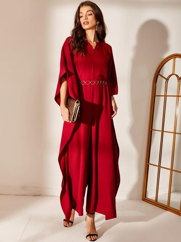 جمبسوت بحزام من الخلف بسحاب بلون موحد | شي ان