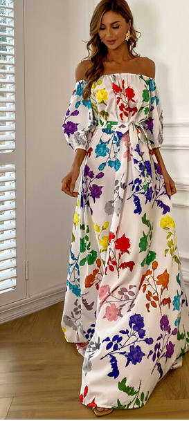 فستان ميسورد ماكسي بحزام مكشوف الكتفين | شي ان