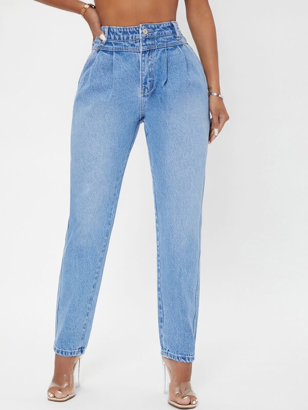 بنطلون جينز بخصر مرتفع ومقاسات متعددة | شي ان