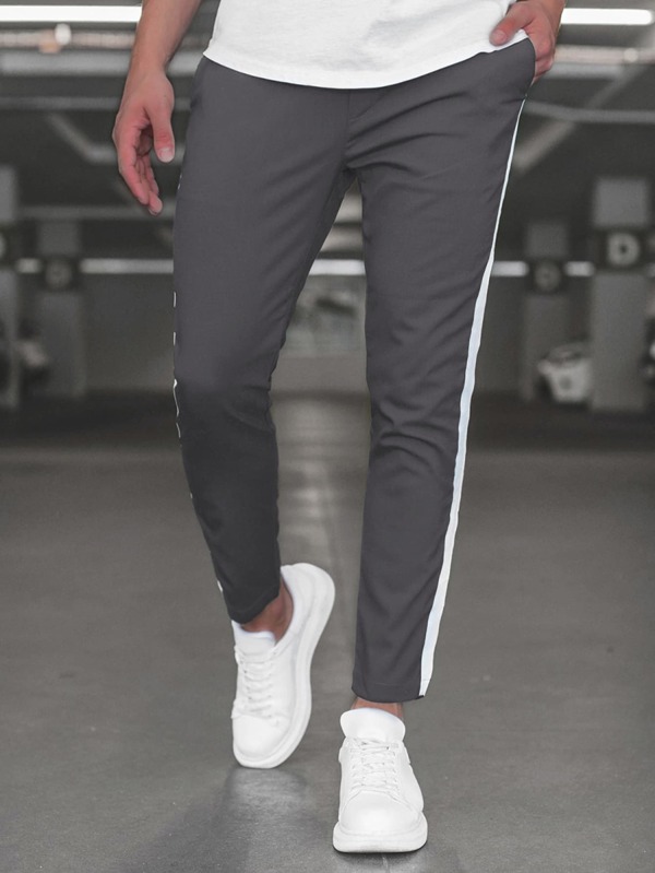 بنطلون رجالي بقصة ضيقة متباينة اللون | شي ان