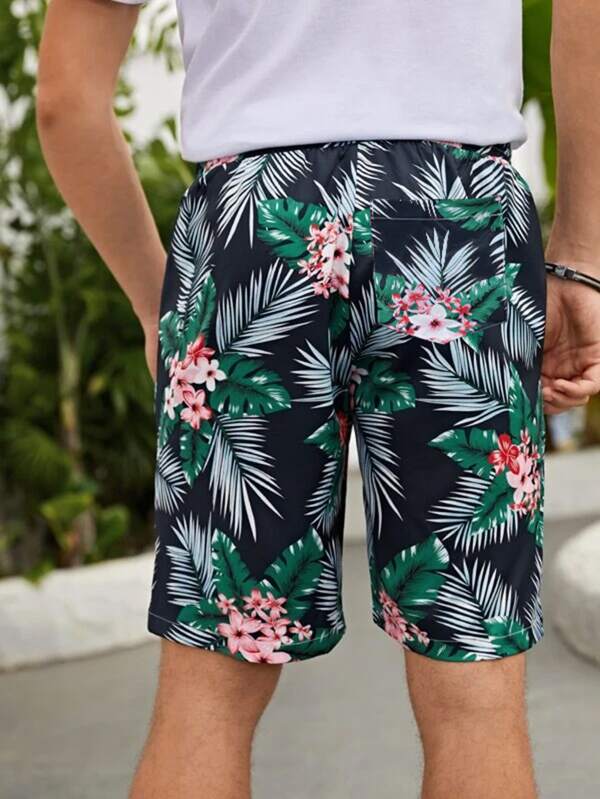 شورت رجالي برباط على الخصر بطبعة استوائية | شي ان