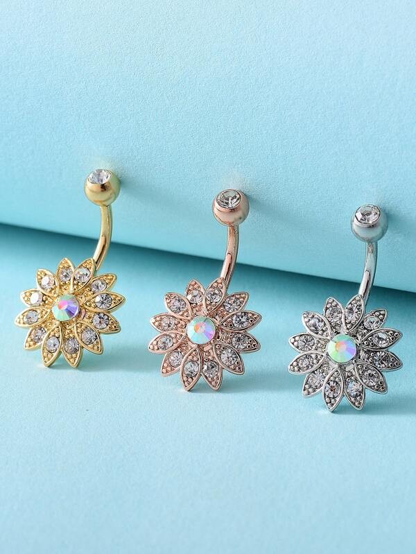 حلقة بطن من حجر الراين 3 قطع | شي ان