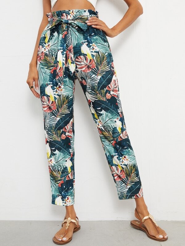 بنطلون ملون بحزام وخصر مرتفع | شي ان