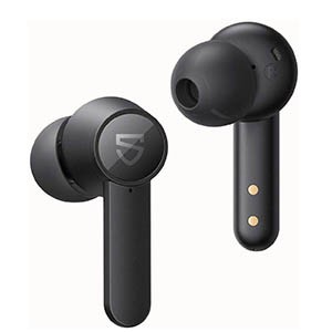 سماعات أذن لاسلكية SOUNDPEATS Q True Bluetooth 5.0  مع 4-Mic 10 مللي متر تحكم باللمس للسائق 21 ساعة وقت التشغيل شحن USB-C