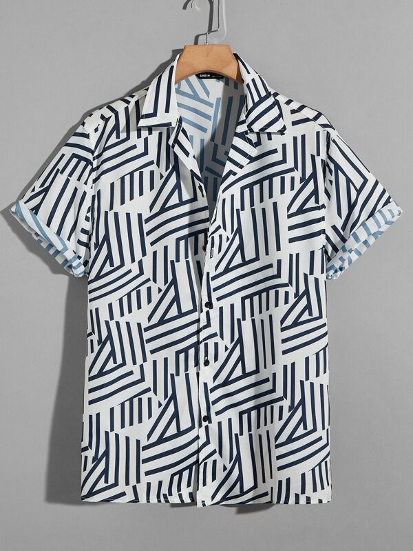 قميص مخطط عشوائي للرجال | شي ان
