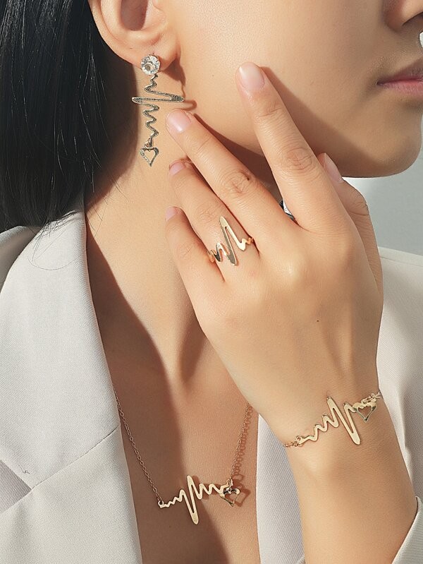 5 قطع مجموعة مجوهرات بديكور حجر الراين | شي ان