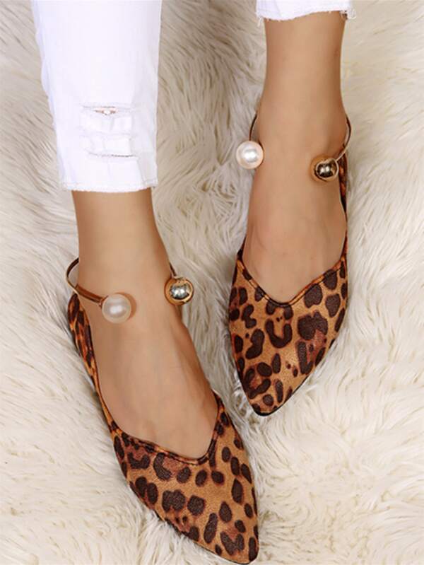 حذاء مسطح مزخرف باللؤلؤ | شي ان