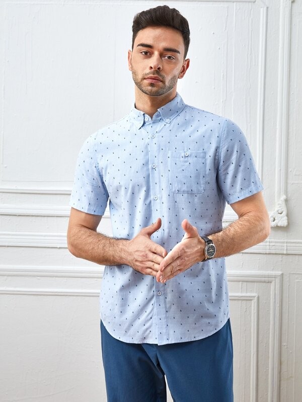 قميص رجالي بجيب وأزرار امامية | شي ان