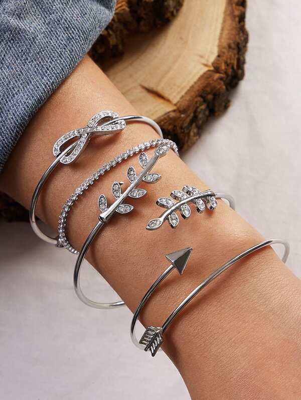 سوار مزخرف منقوش بحجر الراين 4 قطع | شي ان